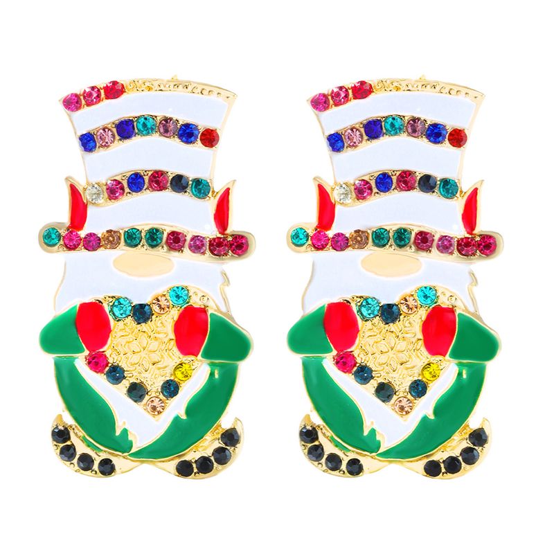 Creative Santa Claus Earrings Alloy Rhinestone Drop Oil Christmas Popular Fashion Earrings
