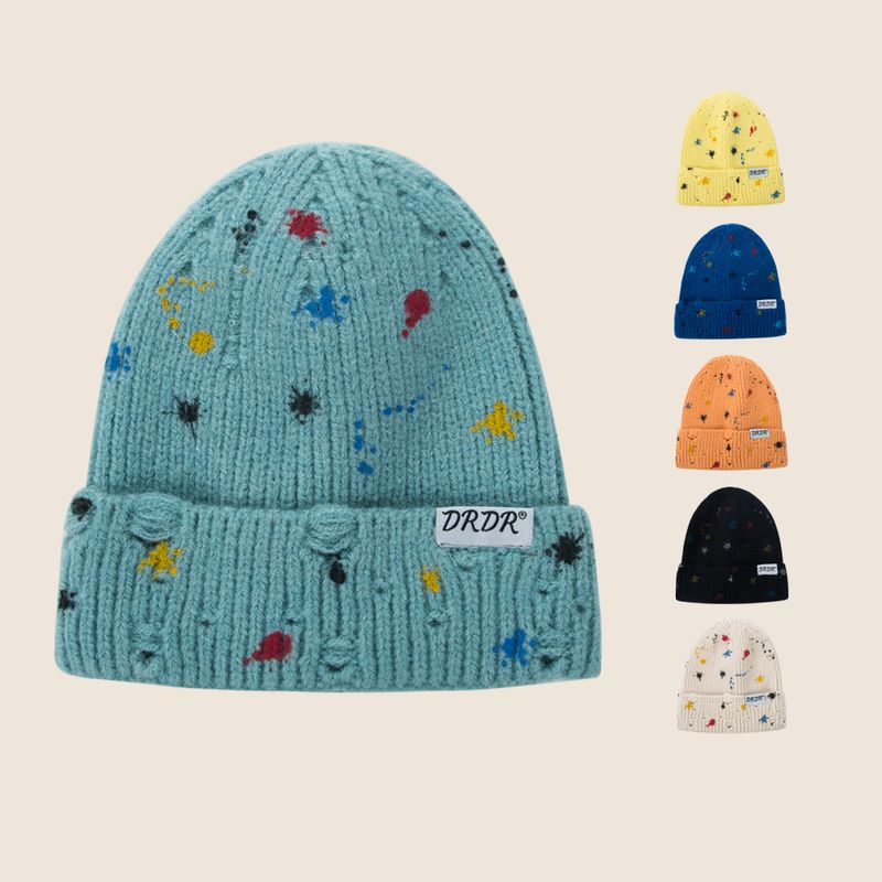 Children's Korean-style Ripped Knitted Hat Japanese Trendy Autumn And Winter Warm Curling Woolen Cap Female Student Ear Protection Beanie Hat