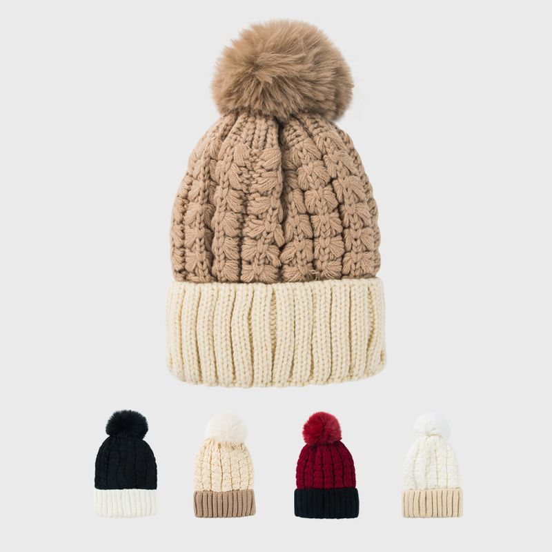 Wholesale Woolen Hat Autumn Winter New Warm Solid Color Fur Ball New Thick Velvet Knitted Hat