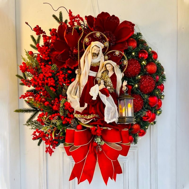 Hong Kong Love Cross-border New Christmas Decorations Scene Decoration Props Jesus Christmas Wreath Door Hanger