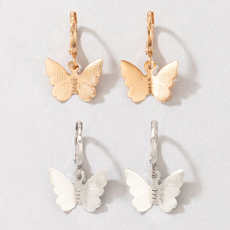 Koreanischer Süßer Ohrschmuck Einfache Kontrastfarbe Legierung Tier Schmetterling Ohrringe Set