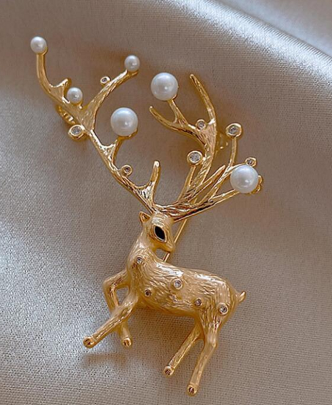 Broche De Ciervo De Diamantes De Imitación De Perlas Creativas Coreanas Moda Pin Simple Accesorios De Ropa