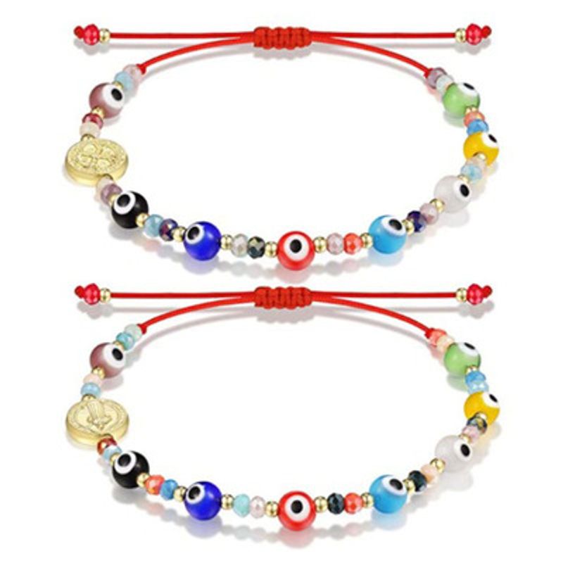 Color Creative Glass Demon Eye Adjustable Drawstring Bracelet Fashion Bracelet