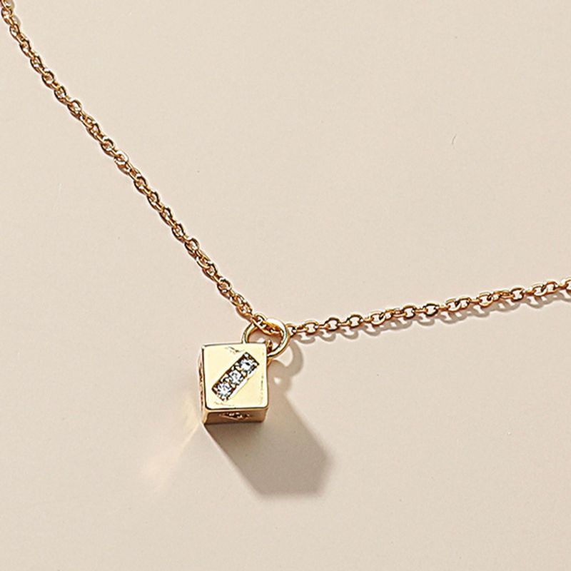 Fashion Women's Titanium Steel Hypoallergenic Square Rhinestone Necklace