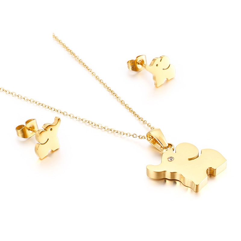 Titanium Steel 18K Gold Plated Fashion Plating Animal