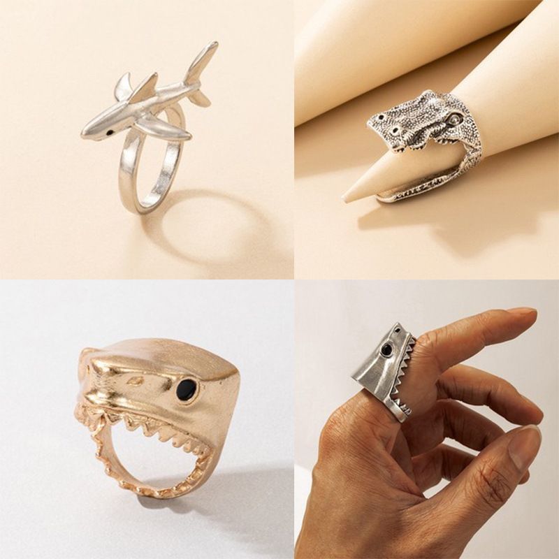 European And American Cross-border Trend Jewelry Shark Single Alloy Irregular Ring