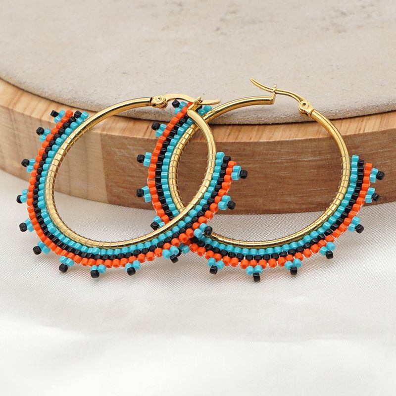 New Miyuki Bead Large Hoop Earrings Bohemian Style Fabulous Personality Earrings Female Source Factory Wholesale