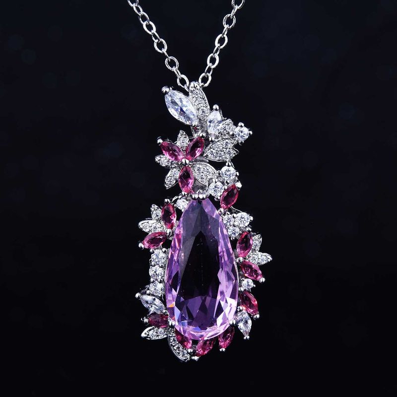 Fashion Butterfly Morganite Pendant Light Luxury Full Diamond Earring Pendent Wholesale