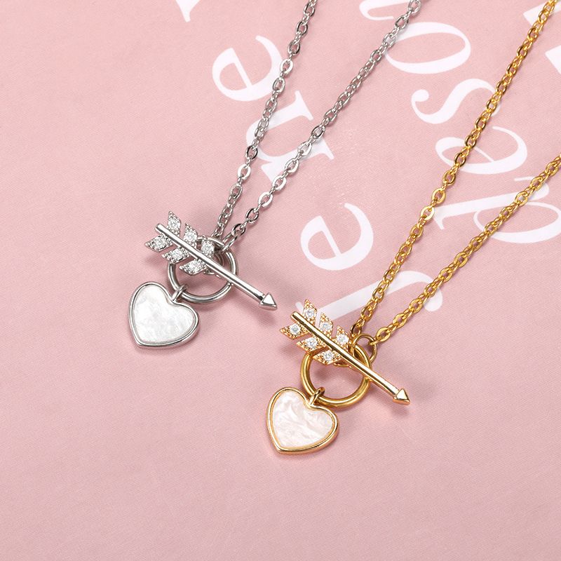 Korean Simple Heart-shape Shell Love Clavicle Chain Female Couple Copper Necklace Wholesale