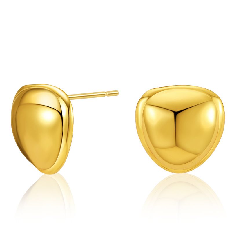 Messing Überzogen 18 Karat Echtes Gold Unregelmäßig Glänzende Geometrische Dreieckige Gezeiten Ohrringe Gebogene Französische Modische High-end-ohrringe
