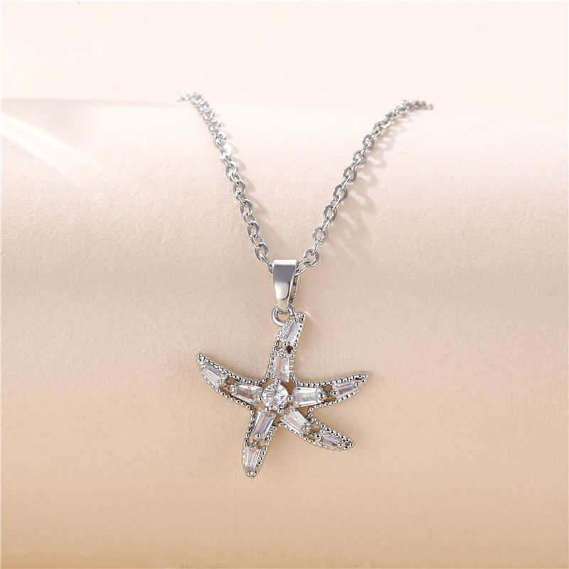 Joyería Collar De Estrella De Mar Temperamento Coreano Circón Estrella Colgante Cadena De Clavícula