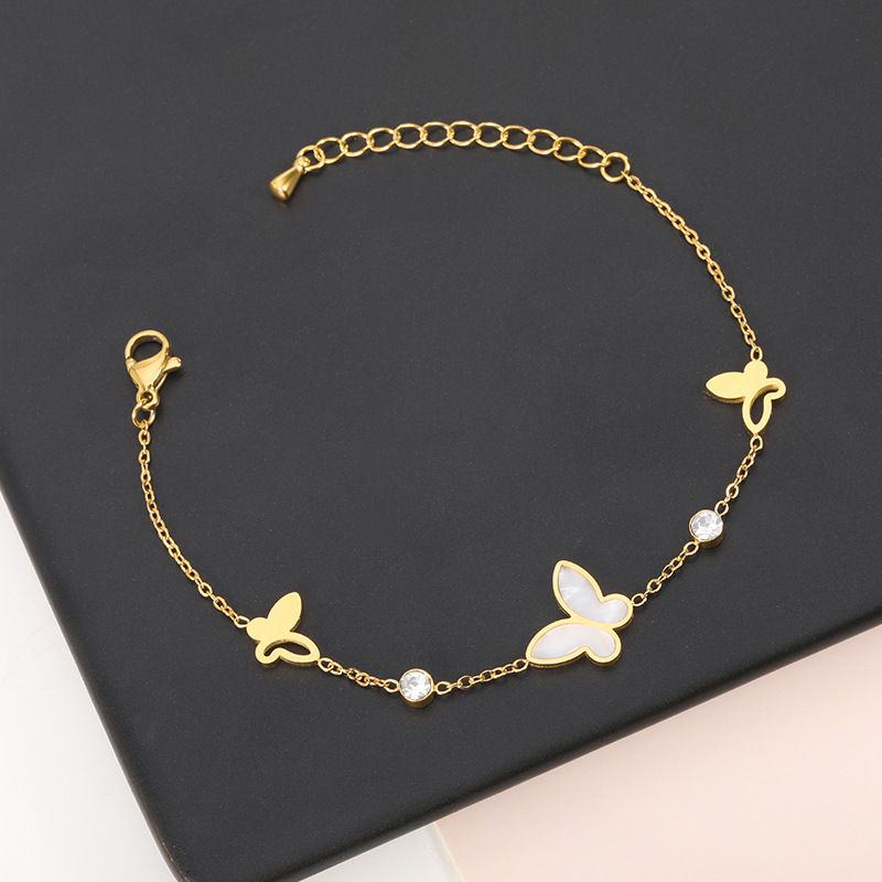 New Butterfly Bracelet Ladies Three Butterfly Opals Inlaid Zircon Bracelet Wholesale