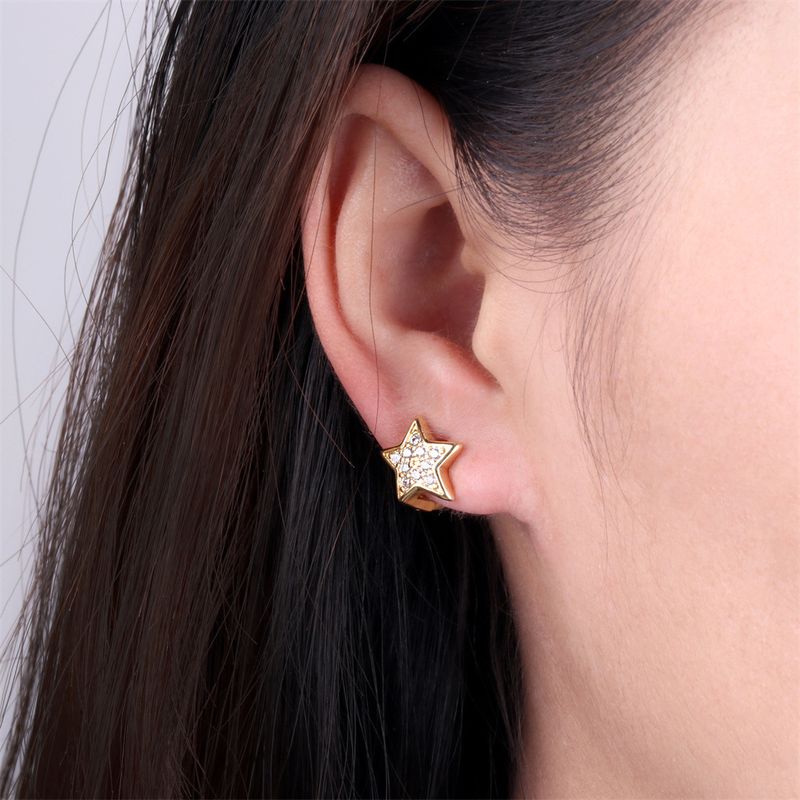 Boucle D'oreille Étoile Micro-clous De Diamants Dans Les Accessoires De Boucles D'oreilles Tempérament De Mode En Gros