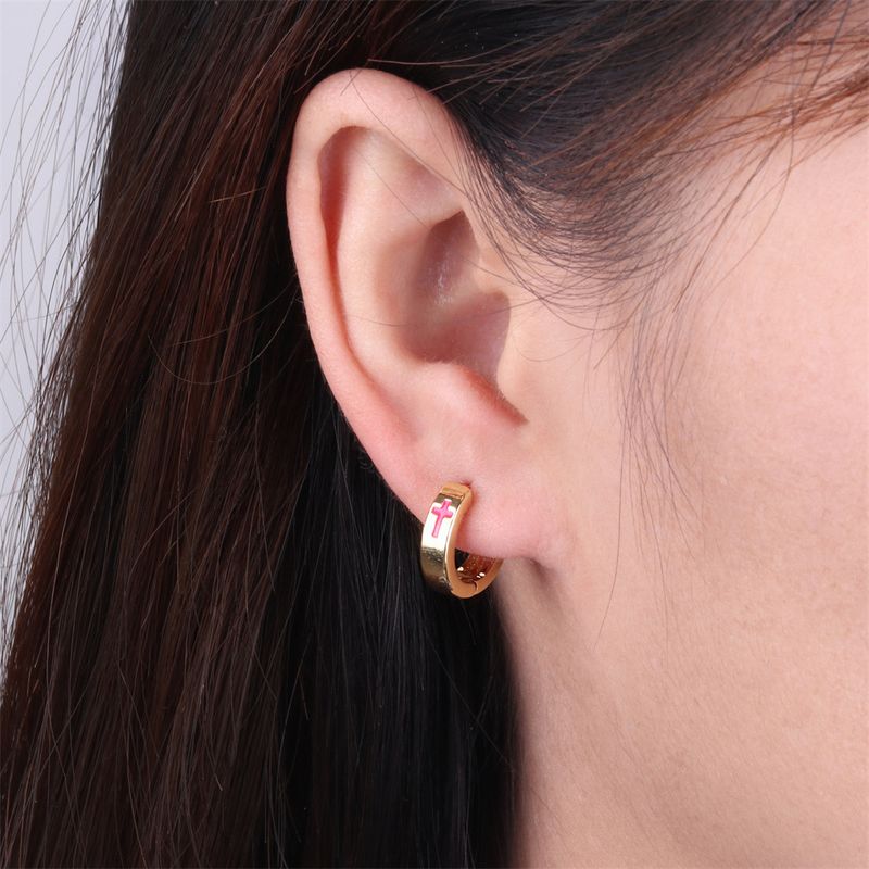 Cross Dripping Earrings New Trendy Gold-plated Copper Ear Buckle Wholesale