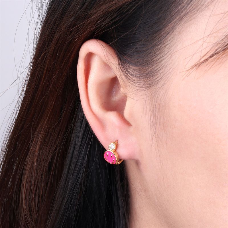 Cross-border Wholesale Colorful Oil Necklace Smiley Earrings Autumn Design Sense Zircon Earrings New Trendy Ins Style