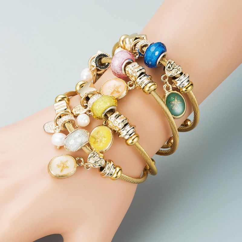 Japanese And Korean Diy Beaded Shell Multi-element Adjustable Bracelet Accessories Golden Dora Bracelet Ethnic Style Bracelet