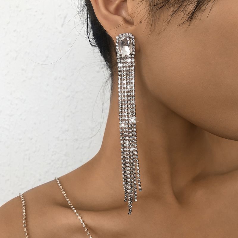 Boucles D&#39;oreilles Longues Exagérées Griffe Chaîne Gland Boucles D&#39;oreilles Pleines De Diamants Discothèque Punk Personnalité Boucles D&#39;oreilles