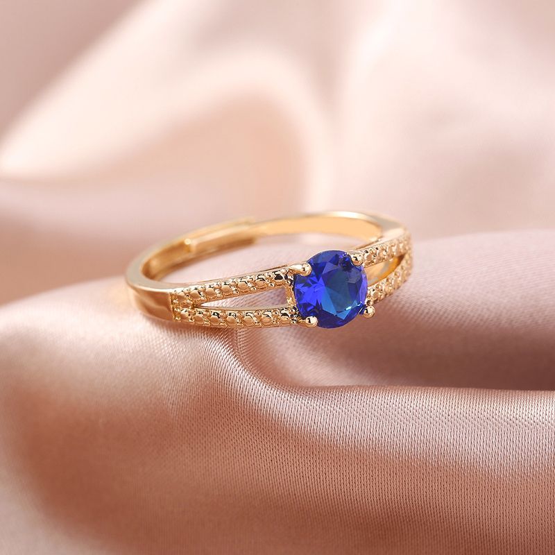 Bague Réglable D&#39;ouverture De Bague En Zircon Bleu Transfrontalier Européen Et Américain Simple