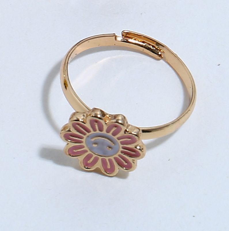 Simple Cartoon Ring Korean Fashion Temperament Trend Adjustable Smiling Face Flower Ring