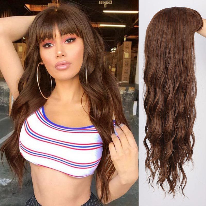 European And American Fashion Long Curly Hair Headgear Wig Ladies Wig