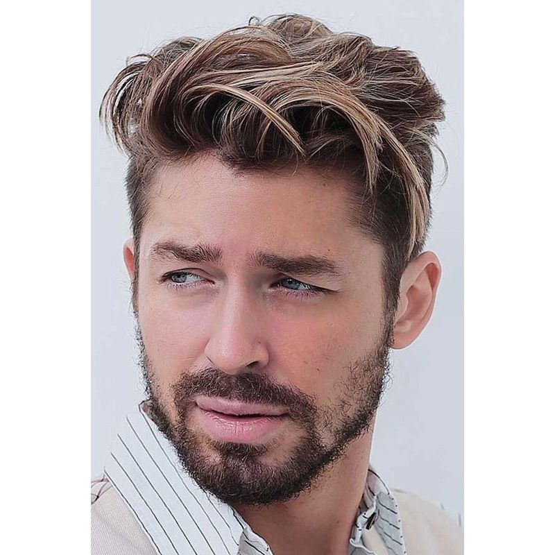 2021 New Wig Men Brown Partial Short Men's Brown European And American Men's Wig In Stock One Piece Dropshipping