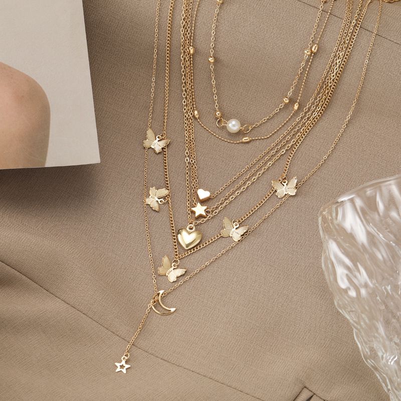 New Creative Simple Fashion Temperament Jewelry Moon Star Necklace 6 Piece Set