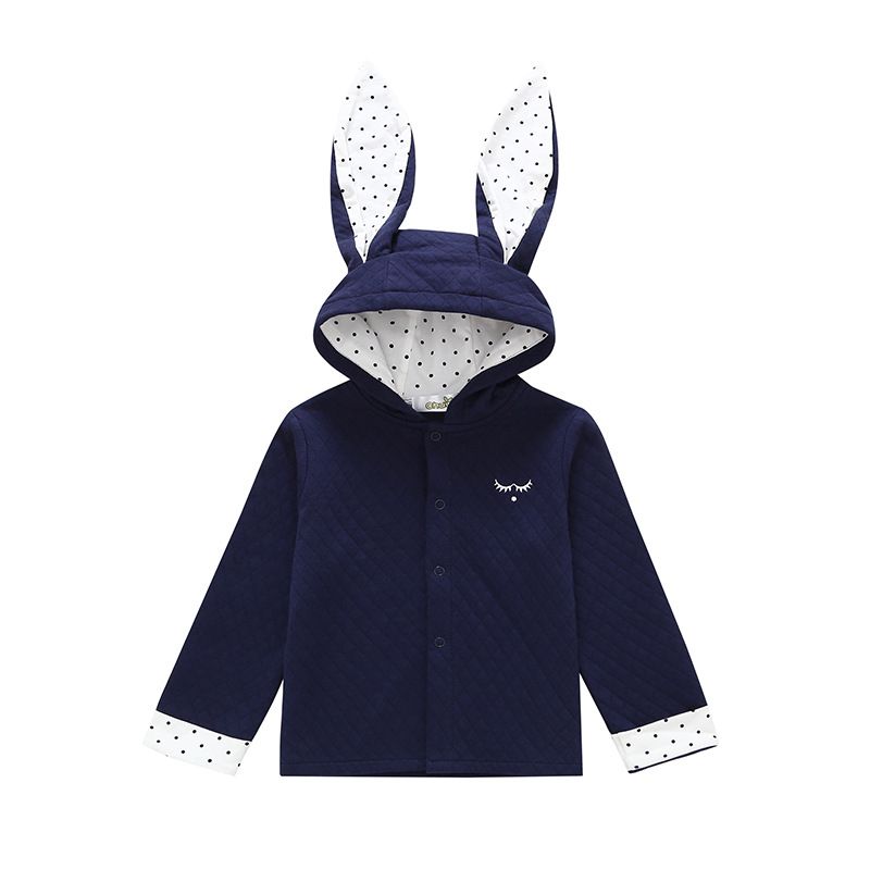 New Long Ears Bunny Hooded Jacket Children's Solid Color Long-sleeved Shirt