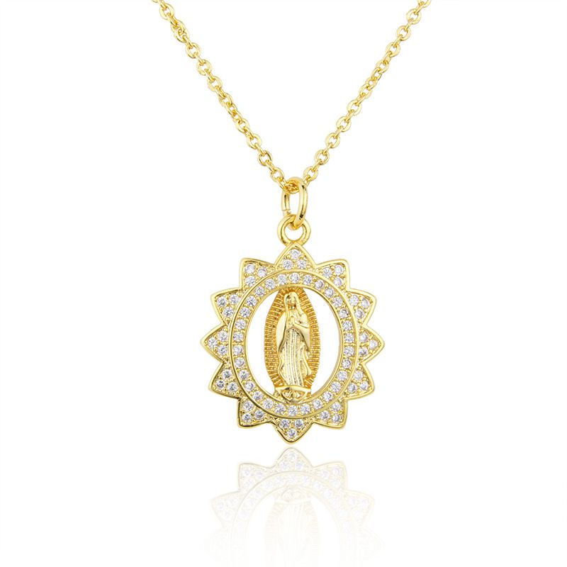 European And American Simple Diamond-studded Virgin Mary Copper Necklace