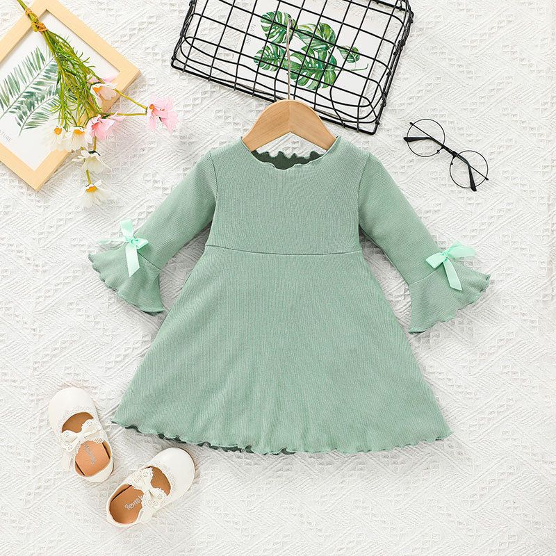 European And American Dress Lotus Leaf Flower Sleeve Children's Dress 2021 A-line Skirt