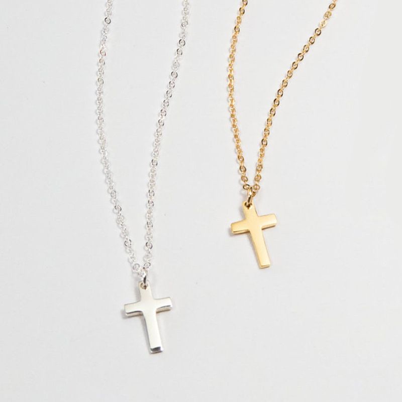 Simple S925 Silver Temperament Cross Clavicle Chain Necklace