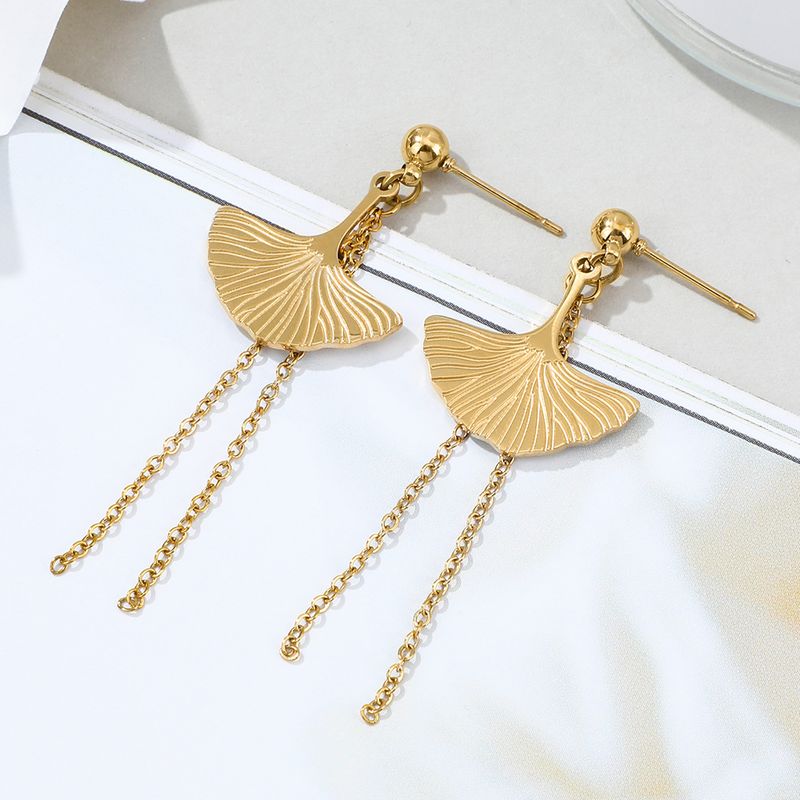 Lady Leaf Patchwork Plating Stainless Steel No Inlaid Earrings