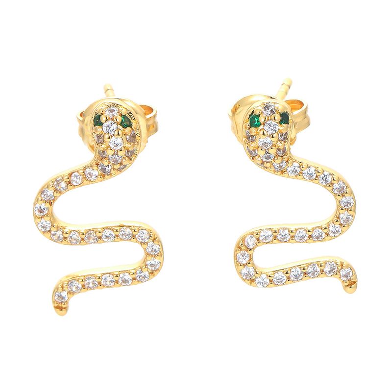 Boucles D&#39;oreilles Serpent Animal Créatif Boucles D&#39;oreilles Serpent Punk Rétro Diamant Simple