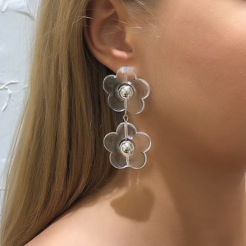 Simple Diamond Inlaid Exquiste Simple Fashion Transparent Flower Earrings