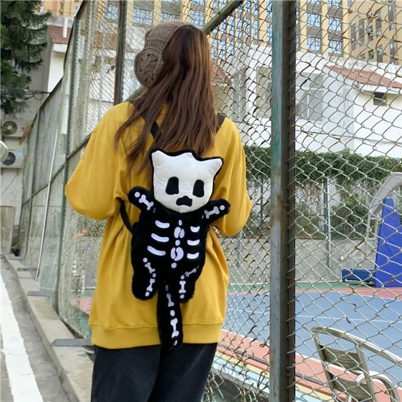 Student Doll Plush Funny Skull Cute Plush Street Trave Backpack