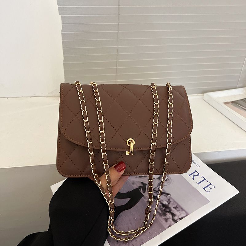 Fashion One-shoulder Chain Bag Zipper Pocket Personalized Rhombus Bag