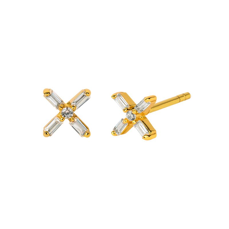 Micro-inlaid Zircon Cross Earrings Fashion Simple Earrings
