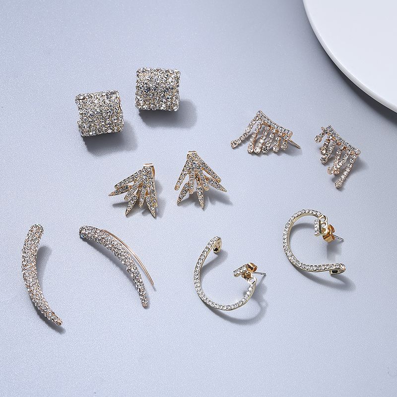 Romantic Rhinestone Tassel Simple Copper Inlaid Zirconium Earrings