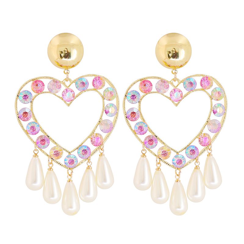 Creative Heart-shaped Water Drop Pearl Shape Female Stud Earrings