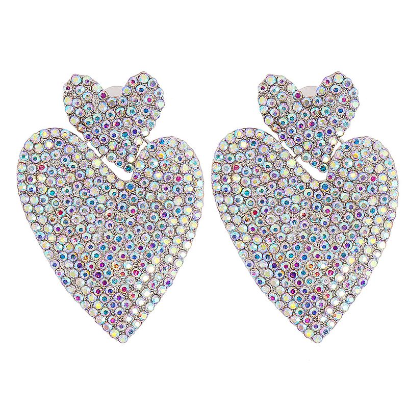 European And American Rhinestone Geometric Heart-shaped Earrings
