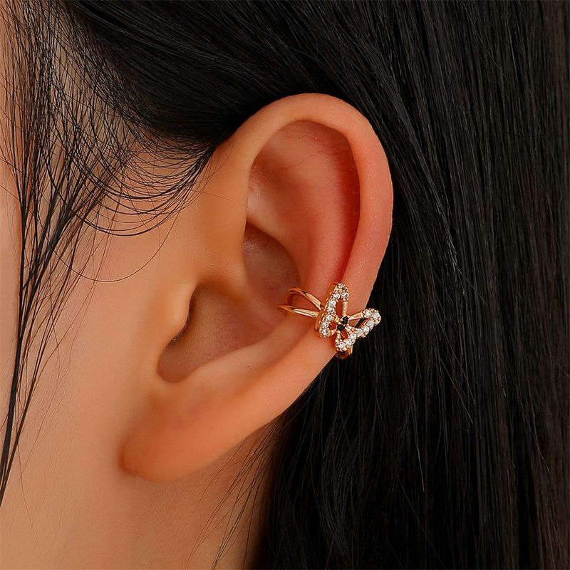Wholesale Jewelry Simple Style Butterfly Alloy Zircon Plating Earrings