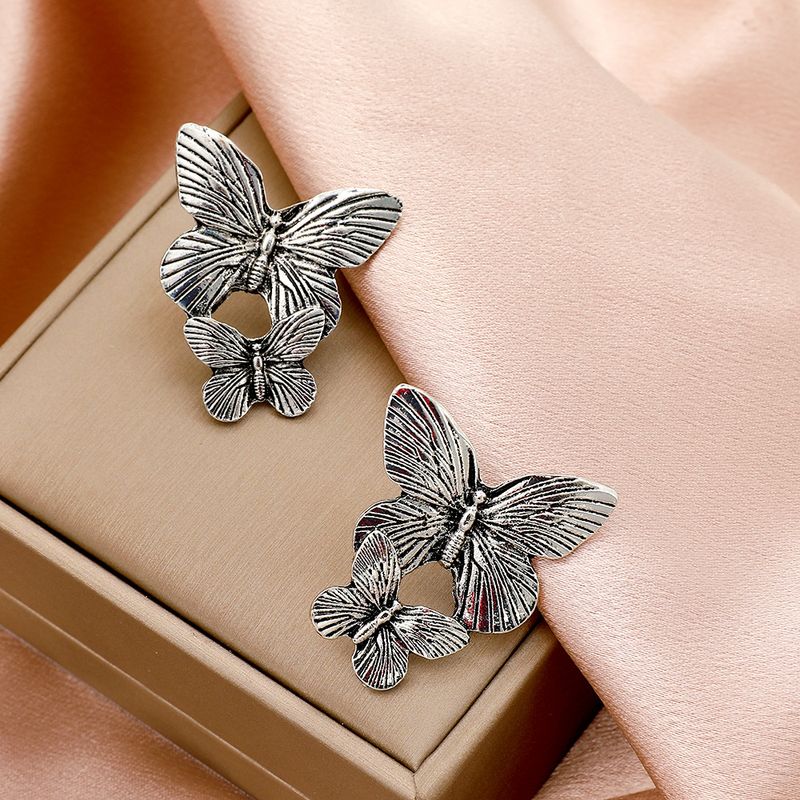 Doppel Schmetterling Mode Übertrieben Kreative Temperament Ohrringe