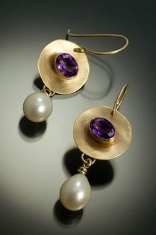Fashion Pearl Earrings European And American Inlaid Purple Crystal Earrings