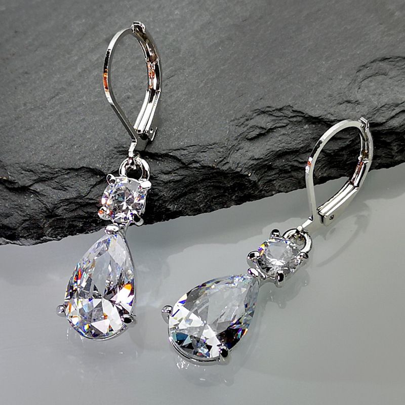 Fashion Drop-shaped Zircon Earrings Korean Version Long Gemstone Earrings