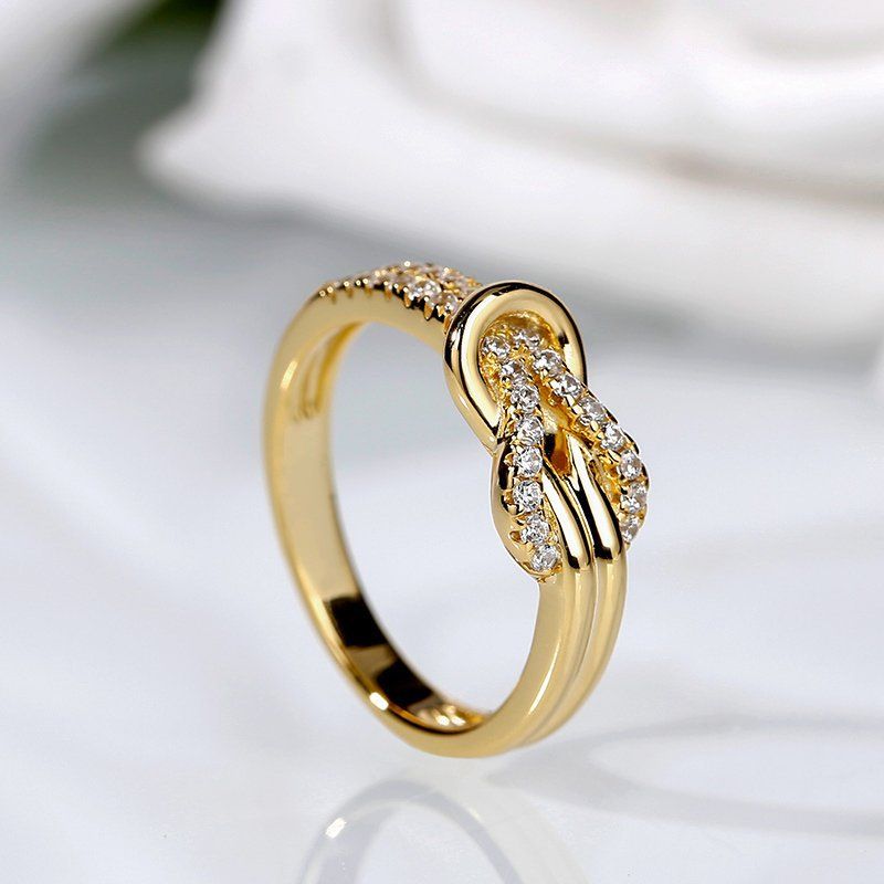 European And American Knotted Flower Diamond Metal Ring Wholesale