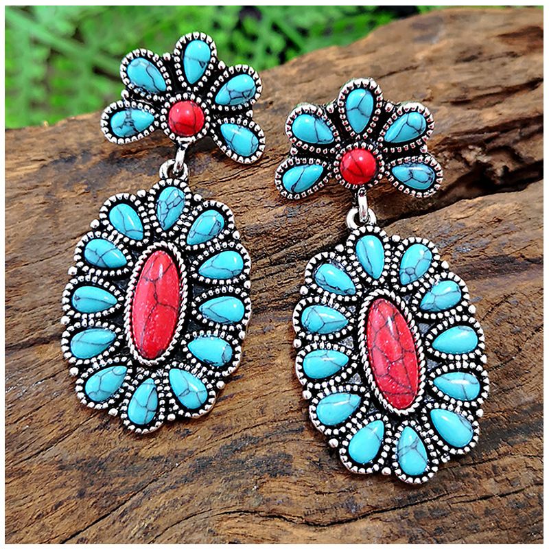 New Turquoise Earrings European And American Exaggerated Earrings