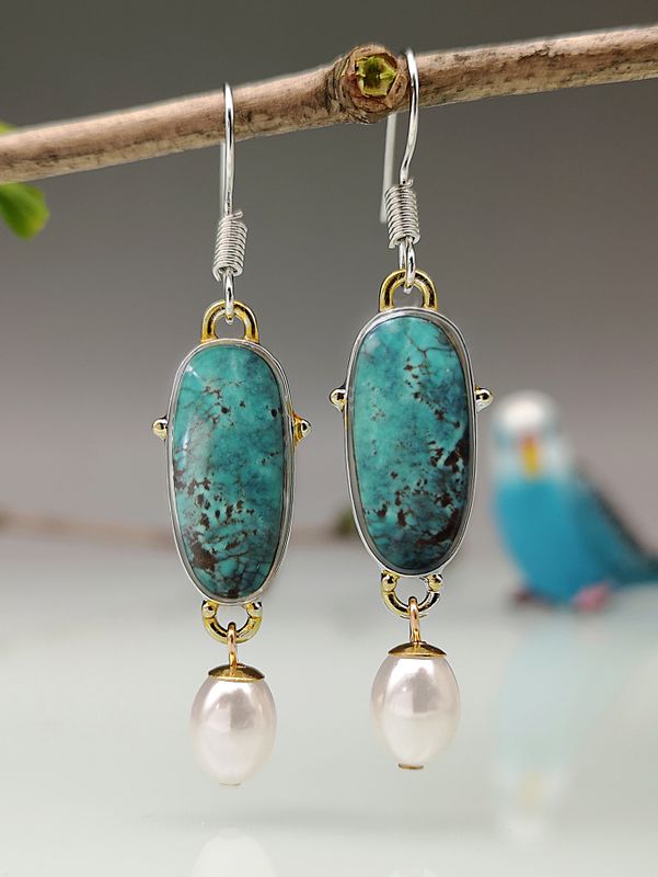 New Creative Green Opal Earrings European And American Pearl Drop Pendant Earrings