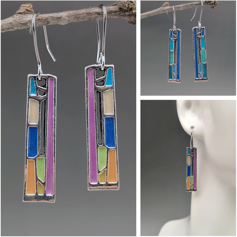Creative Seven-color Parquet Earrings Handmade Enamel Earrings
