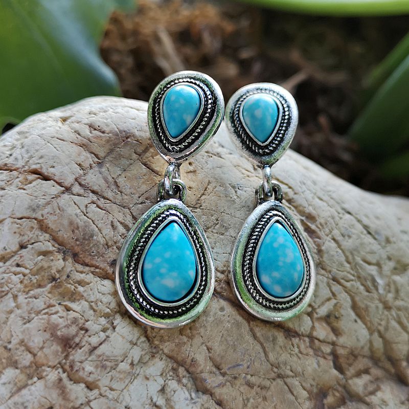 Fashion Drop-shaped Turquoise Earrings New Natural Stone Earrings