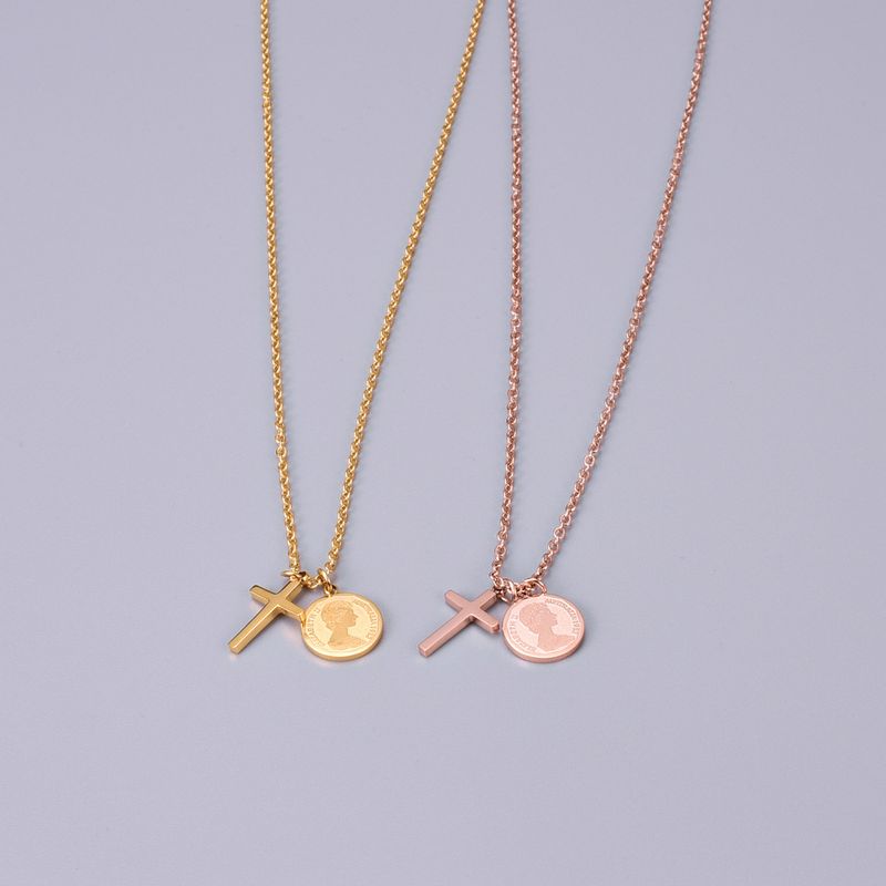 Cross Mini Coin Retro Coin European And American Trendy Frosty Clavicle Chain