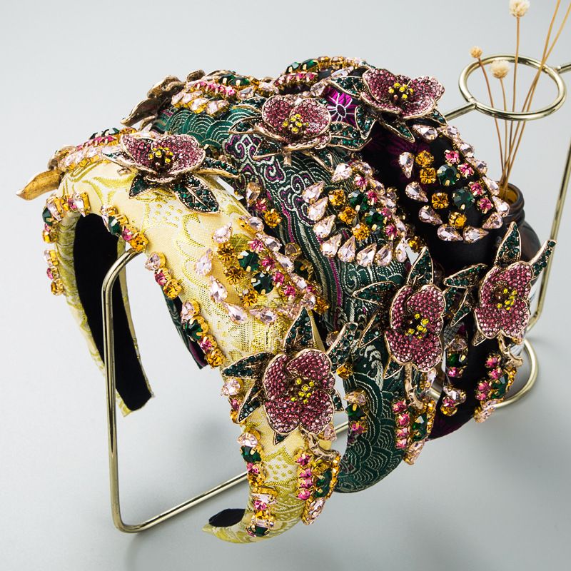 European And American Style Embroidery Rhinestone Flower Headband